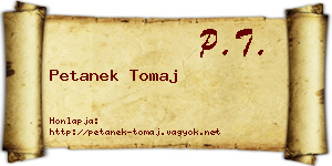 Petanek Tomaj névjegykártya